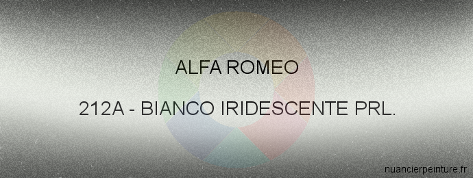 Peinture Alfa Romeo 212A Bianco Iridescente Prl.