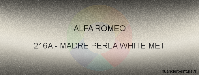 Peinture Alfa Romeo 216A Madre Perla White Met.
