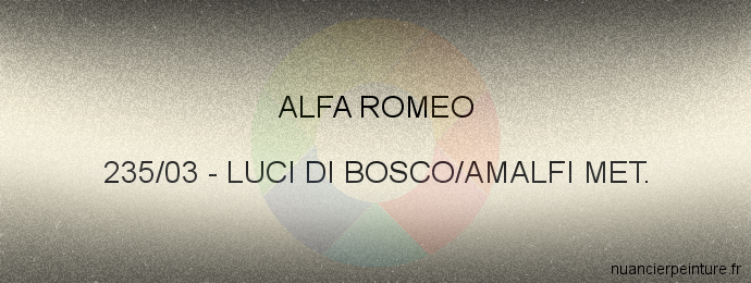 Peinture Alfa Romeo 235/03 Luci Di Bosco/amalfi Met.