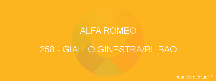 Peinture Alfa Romeo 258 Giallo Ginestra/bilbao