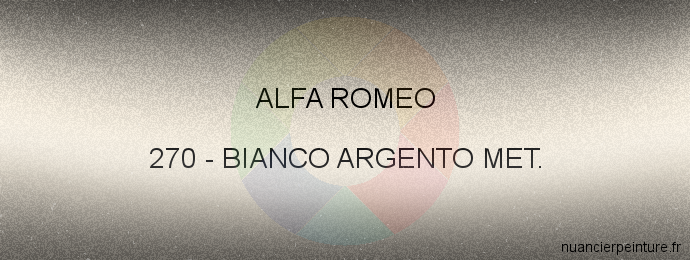Peinture Alfa Romeo 270 Bianco Argento Met.