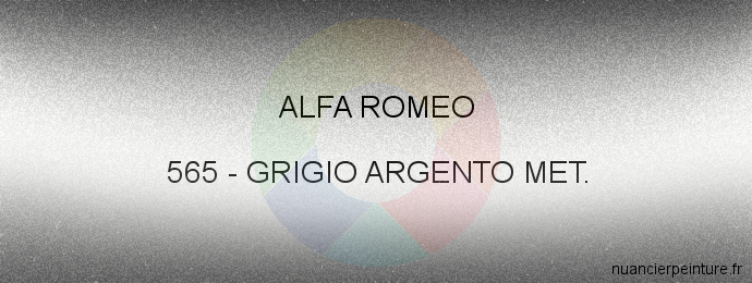 Peinture Alfa Romeo 565 Grigio Argento Met.