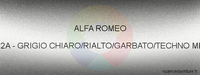 Peinture Alfa Romeo 612A Grigio Chiaro/rialto/garbato/techno Met.