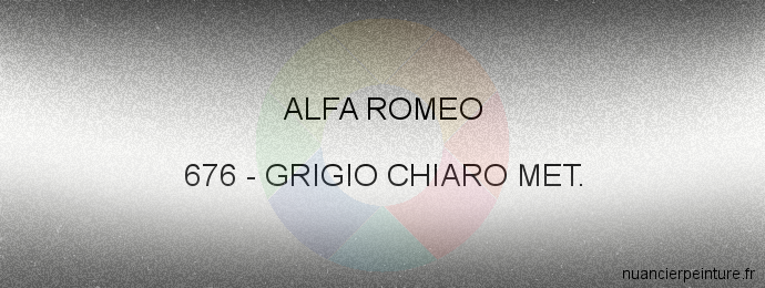 Peinture Alfa Romeo 676 Grigio Chiaro Met.