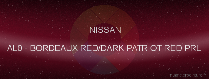 Peinture Nissan AL0 Bordeaux Red/dark Patriot Red Prl.