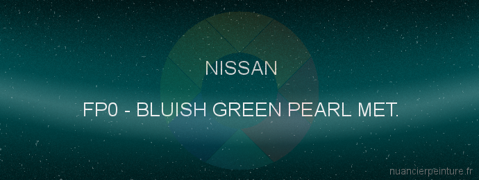 Peinture Nissan FP0 Bluish Green Pearl Met.