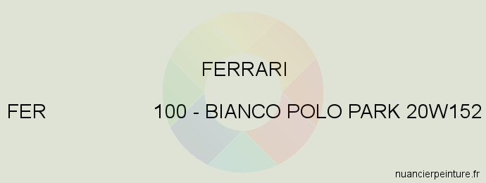 Peinture Ferrari FER 100 Bianco Polo Park 20w152