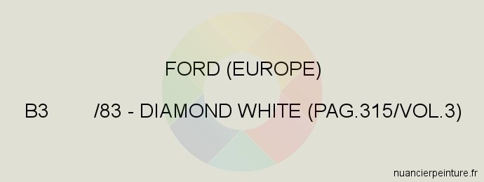 Peinture Ford (europe) B3 /83 Diamond White (pag.315/vol.3)