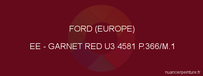 Peinture Ford (europe) EE Garnet Red U3 4581 P.366/m.1