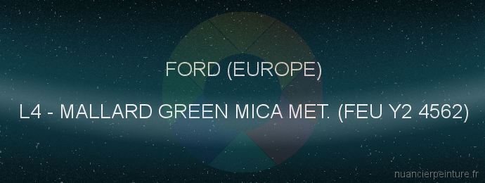 Peinture Ford (europe) L4 Mallard Green Mica Met. (feu Y2 4562)