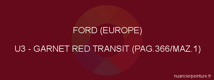 Peinture Ford (europe) U3 Garnet Red Transit (pag.366/maz.1)