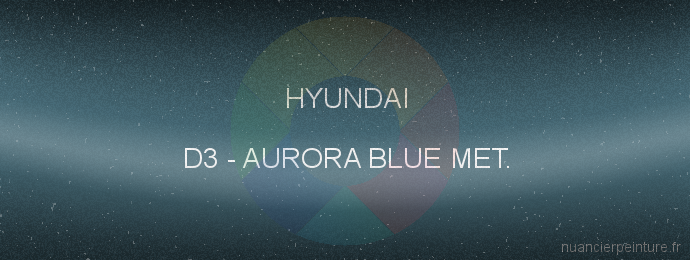 Peinture Hyundai D3 Aurora Blue Met.