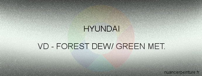 Peinture Hyundai VD Forest Dew/ Green Met.