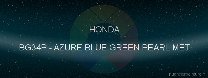 Peinture Honda BG34P Azure Blue Green Pearl Met.