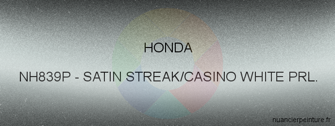 Peinture Honda NH839P Satin Streak/casino White Prl.