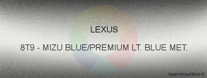 Peinture Lexus 8T9 Mizu Blue/premium Lt. Blue Met.