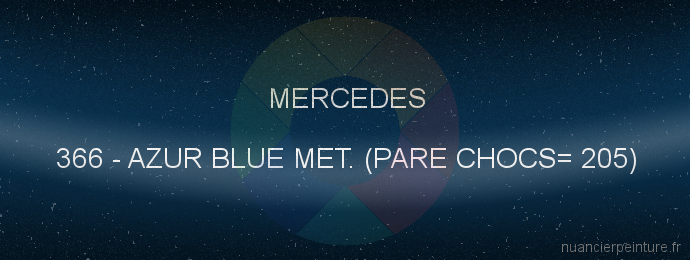 Peinture Mercedes 366 Azur Blue Met. (pare Chocs= 205)