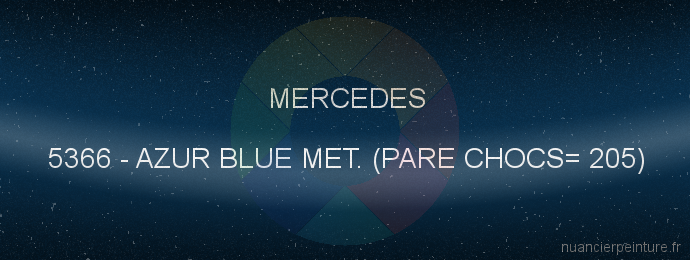 Peinture Mercedes 5366 Azur Blue Met. (pare Chocs= 205)