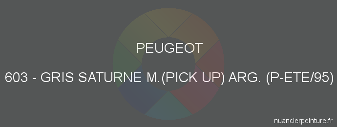 Peinture Peugeot 603 Gris Saturne M.(pick Up) Arg. (p-ete/95)