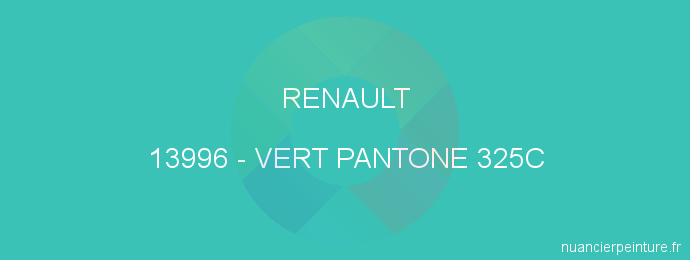 Peinture Renault 13996 Vert Pantone 325c