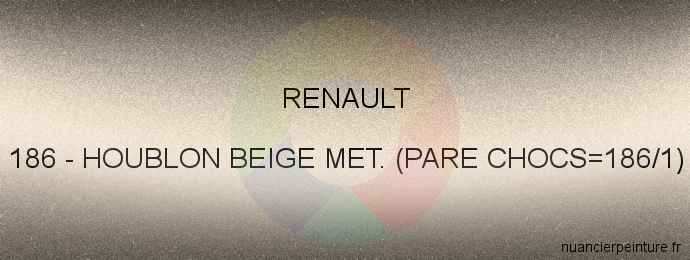 Peinture Renault 186 Houblon Beige Met. (pare Chocs=186/1)
