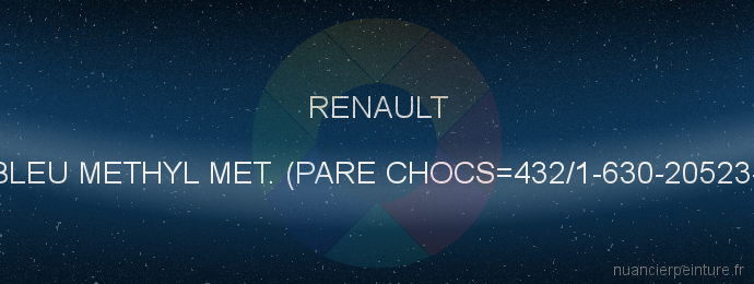 Peinture Renault 432 Bleu Methyl Met. (pare Chocs=432/1-630-20523-20599