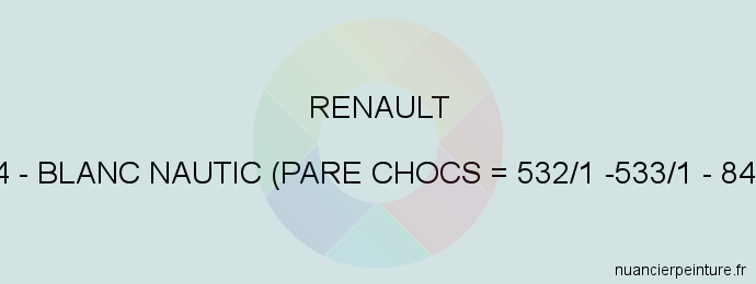 Peinture Renault 534 Blanc Nautic (pare Chocs = 532/1 -533/1 - 8423)