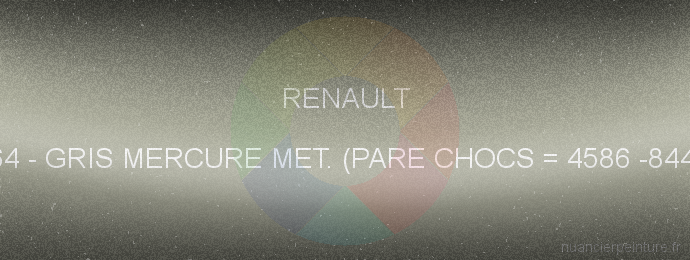 Peinture Renault 564 Gris Mercure Met. (pare Chocs = 4586 -8448)