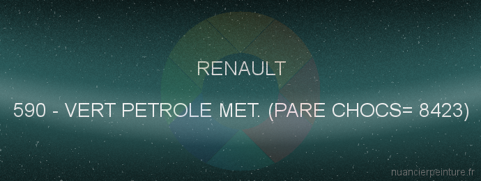 Peinture Renault 590 Vert Petrole Met. (pare Chocs= 8423)