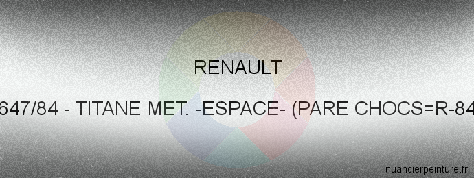 Peinture Renault 647/84 Titane Met. -espace- (pare Chocs=r-84