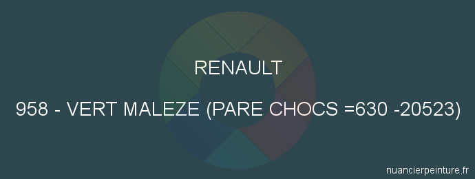Peinture Renault 958 Vert Maleze (pare Chocs =630 -20523)