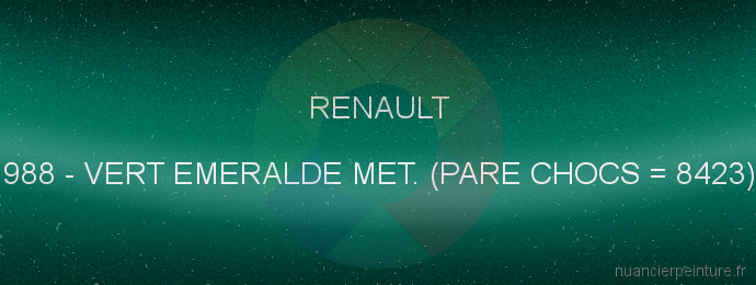 Peinture Renault 988 Vert Emeralde Met. (pare Chocs = 8423)