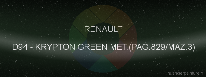 Peinture Renault D94 Krypton Green Met.(pag.829/maz.3)