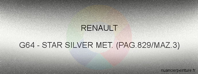 Peinture Renault G64 Star Silver Met. (pag.829/maz.3)