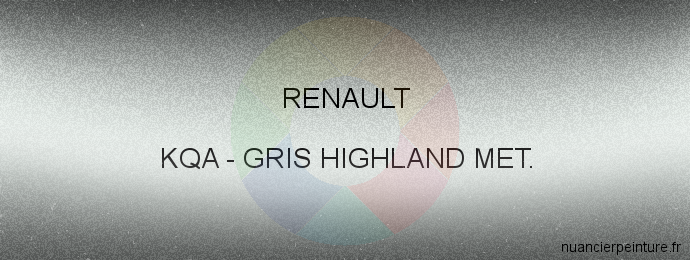Peinture Renault KQA Gris Highland Met.