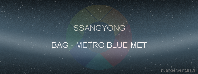 Peinture Ssangyong BAG Metro Blue Met.