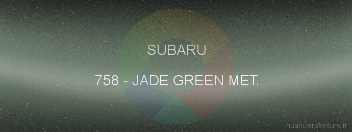 Peinture Subaru 758 Jade Green Met.
