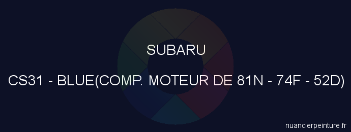 Peinture Subaru CS31 Blue(comp. Moteur De 81n - 74f - 52d)