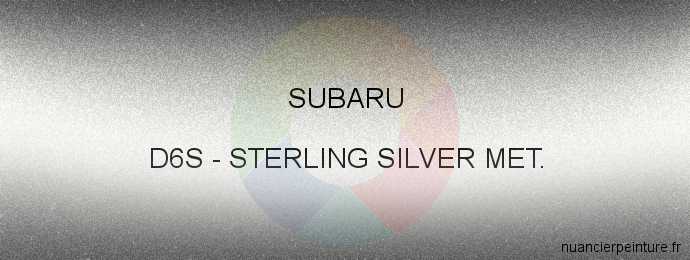 Peinture Subaru D6S Sterling Silver Met.