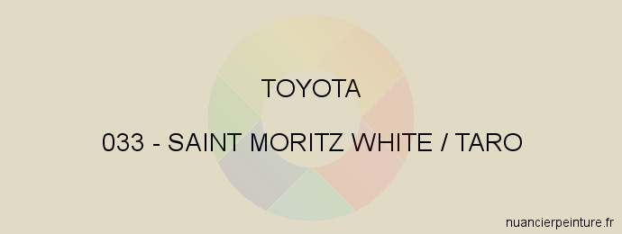 Peinture Toyota 033 Saint Moritz White / Taro