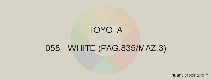 Peinture Toyota 058 White (pag.835/maz.3)