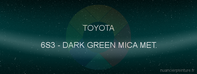 Peinture Toyota 6S3 Dark Green Mica Met.