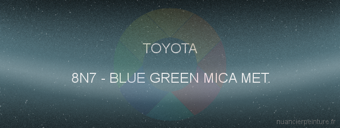 Peinture Toyota 8N7 Blue Green Mica Met.