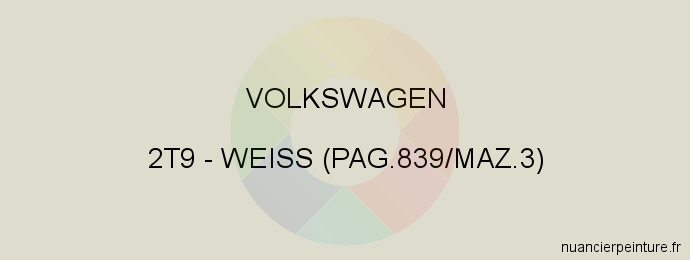Peinture Volkswagen 2T9 Weiss (pag.839/maz.3)