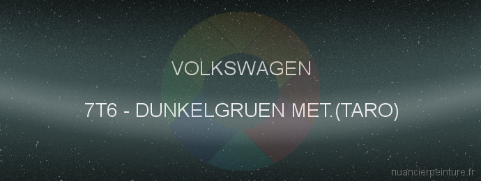 Peinture Volkswagen 7T6 Dunkelgruen Met.(taro)