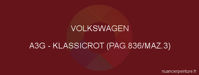 Peinture Volkswagen A3G Klassicrot (pag.836/maz.3)